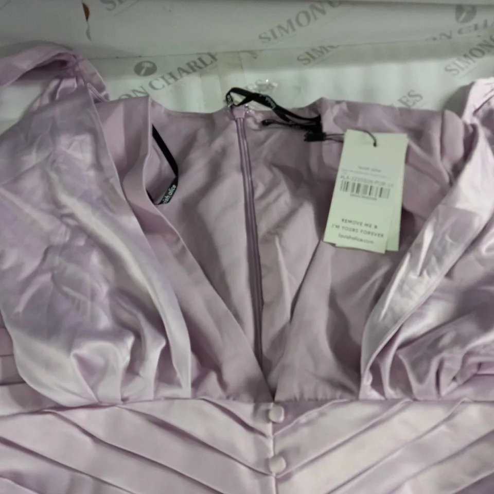 LAVISH ALICE SATIN MIX HALTERNECK BLAZER DRESS IN LILAC - 14