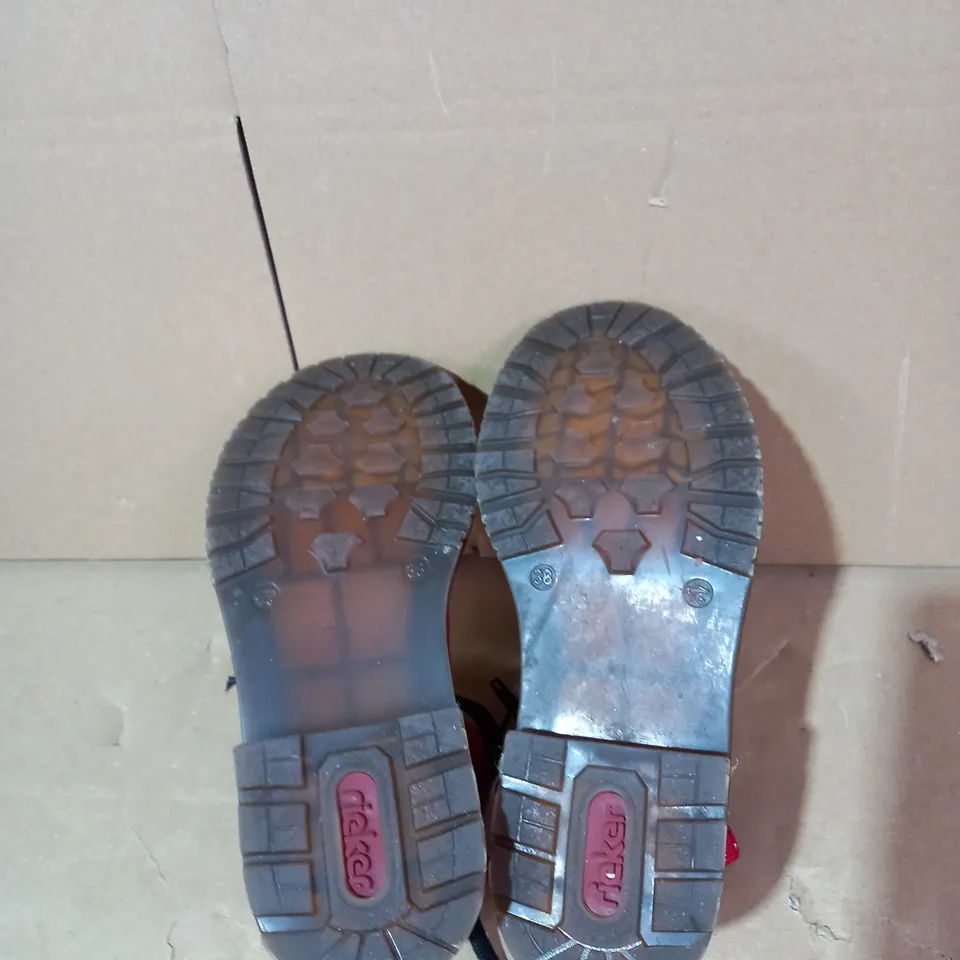 RIEKER ANTISTRESS LACE ANKLE BOOTS RED - SIZE 5