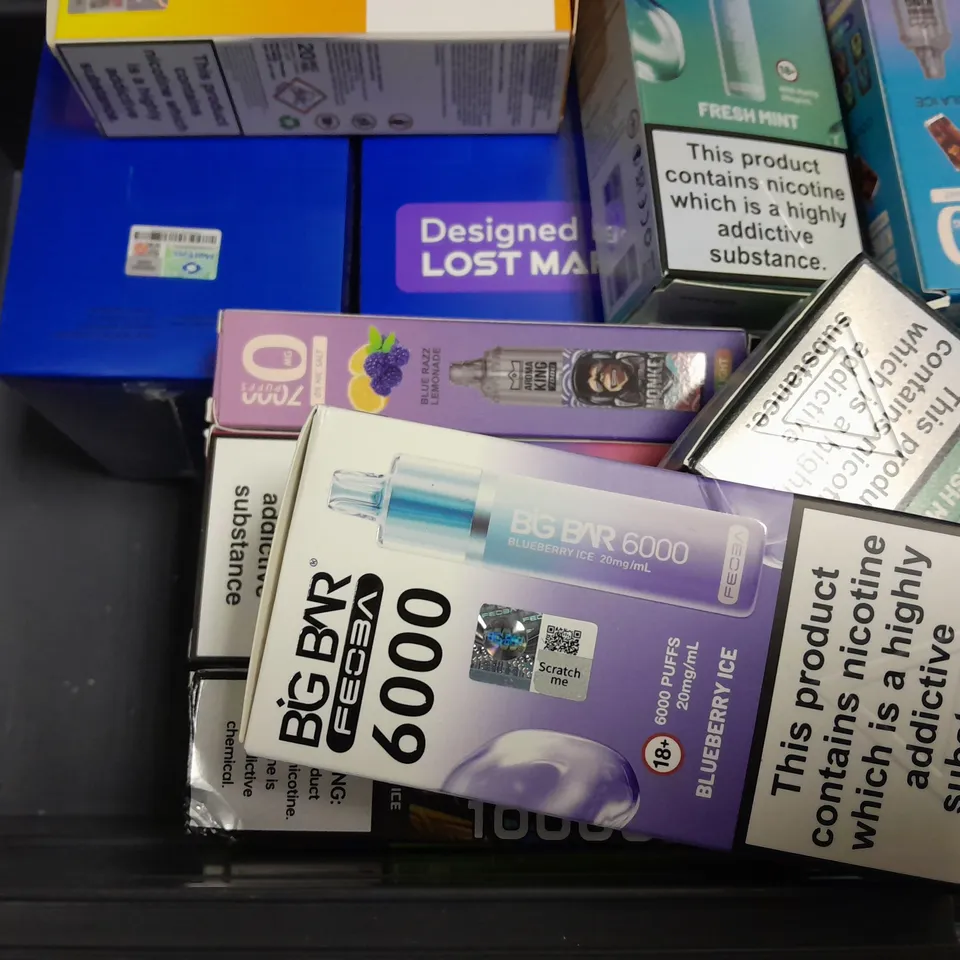 APPROXIMATELY 10 ASSORTED E-CIGARETTE PRODUCTS TO INCLUDE - LOST MARY , IVG 2400 , BIG BAR ETC