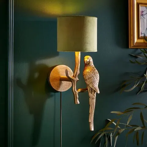 BOXED GOLD PARROT PLUG IN WALL LIGHT
