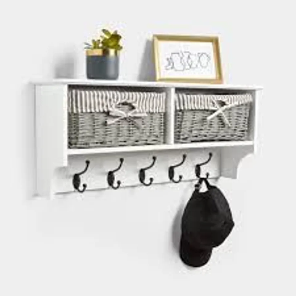BOXED WHITE WALL-MOUNTED COAT RACK (1 BOX)