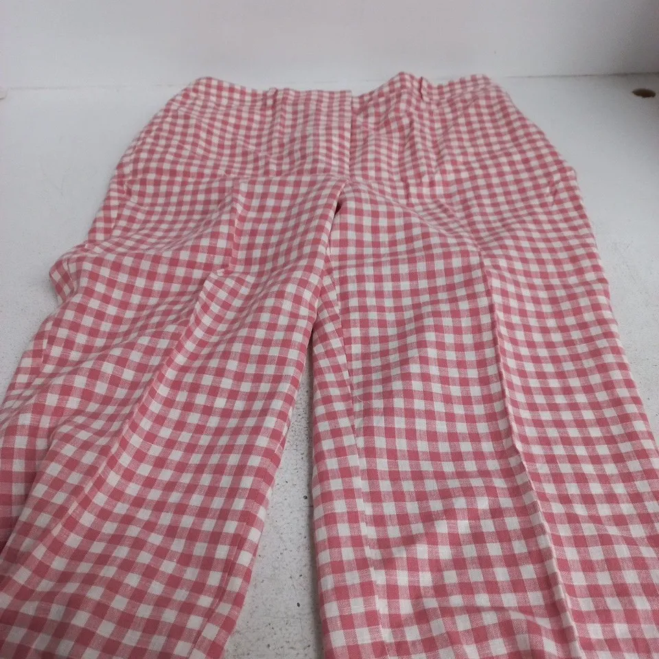 BODEN WOMEN’S PINK & WHITE GINGHAM TROUSERS – UK 18R