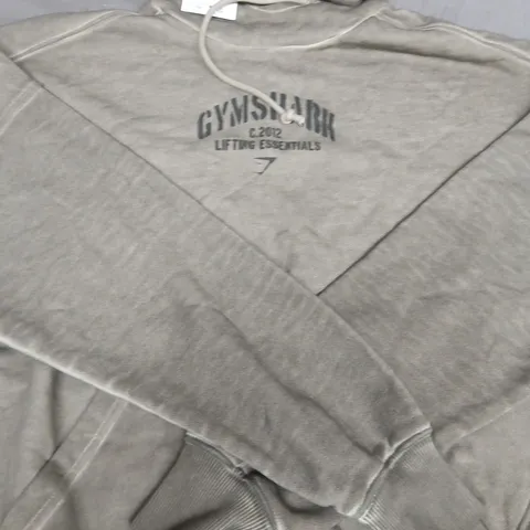 GYM SHARK HEAVYWEIGHT WASHED HOODIE IN PALE OLIVE SIZE SMALL