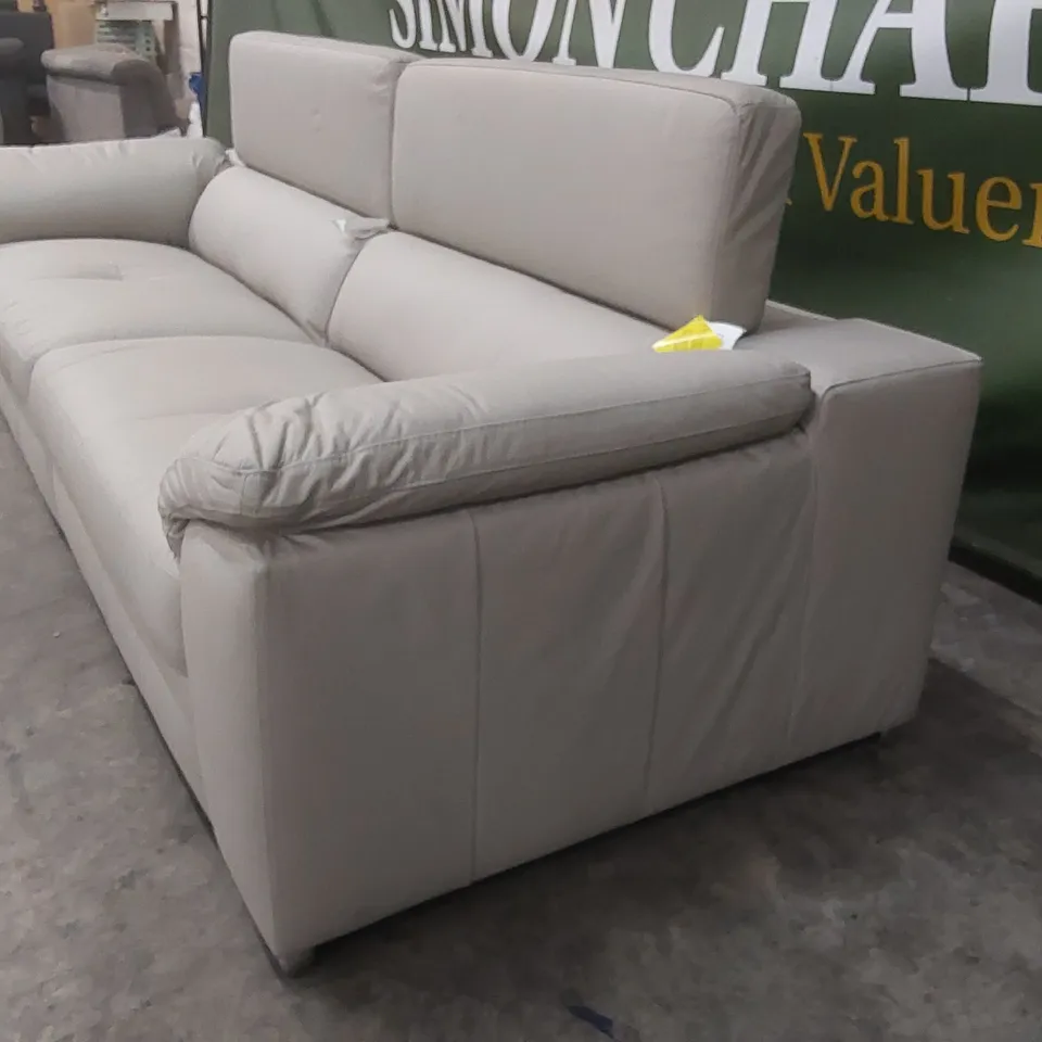 QUALITY DESIGNER BRADY 4 SEATER SOFA - GREY LEATHER