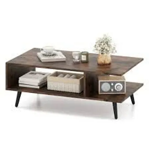 BOXED COSTWAY COFFEE TABLE CHIPBOARD BROWN 2-TIER 80×45×30CM