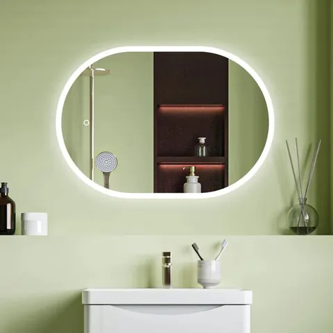 BOXED ICARUS OVAL LED BATHROOM MIRROR WITH DEMISTER PAD TOUCH CONTROL MIRROR (1 BOX)