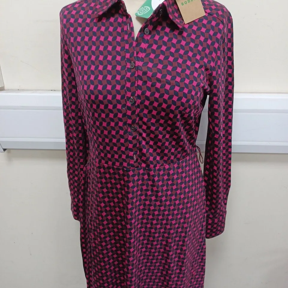 BODEN HARLEQUINN MIDI DRESS IN PINK SIZE 10P
