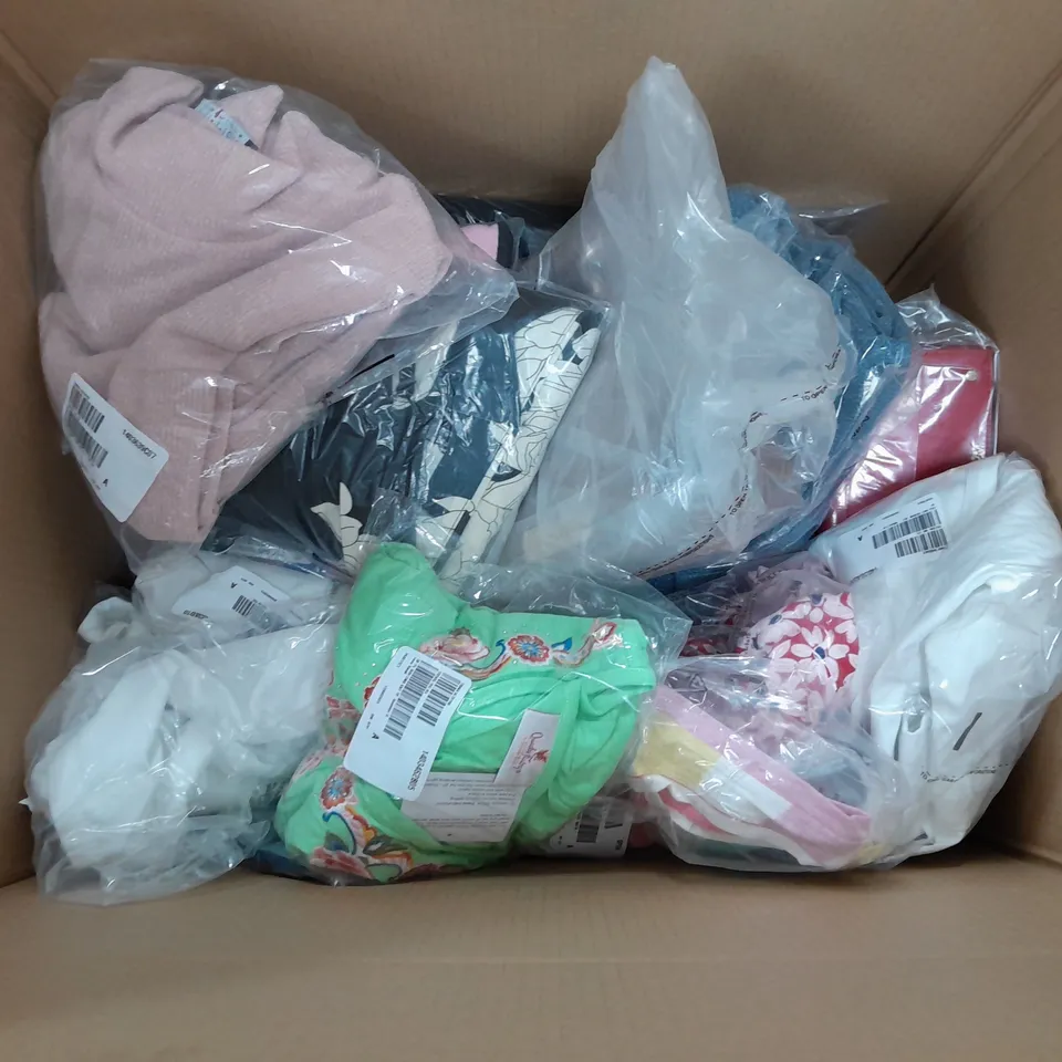 APPROXIMATELY 10 ASSORTED CLOTHING ITEMS TO INCLUDE TOPS, JACKETS,  BAGS, ETC