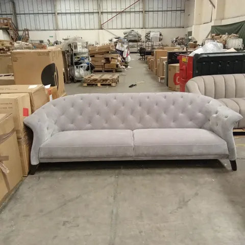 DANETTI LUXE LARGE 3 SEATER MID GREY FABRIC CHESTERFIELD SOFA