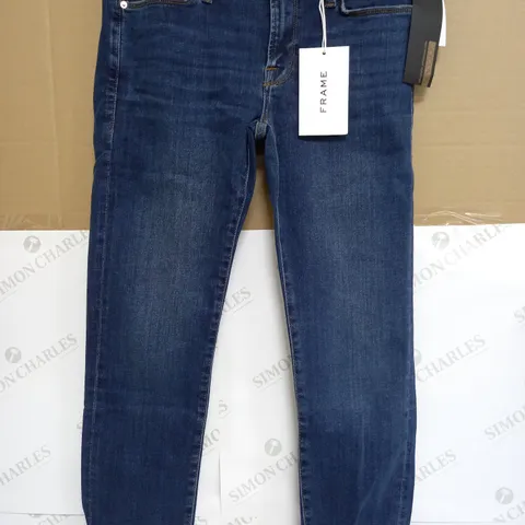 FRAME LE GARCON MID-RISE STRAIGHT FIT JEANS IN NAVY - SIZE 27