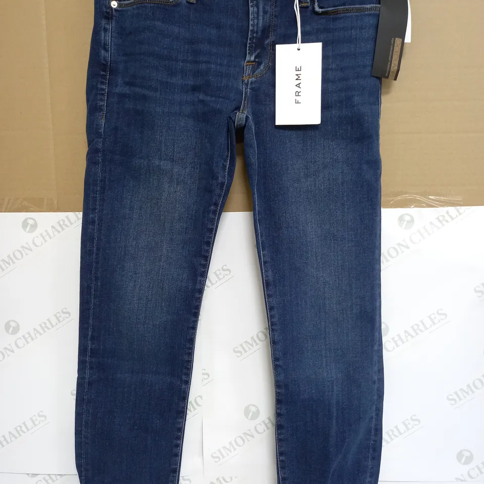 FRAME LE GARCON MID-RISE STRAIGHT FIT JEANS IN NAVY - SIZE 27