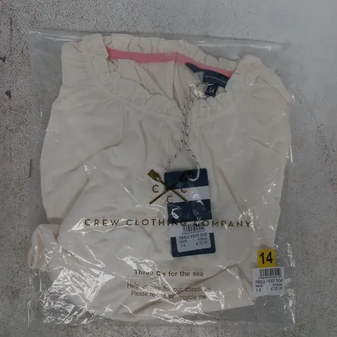 BAGGED CREW CLOTHING COMPANY FRILL VEST TOP IN WHITE SIZE 14