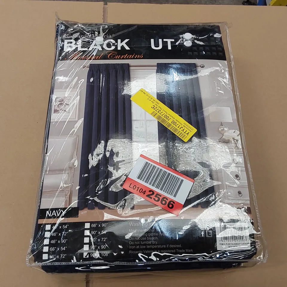 BAGGED DESMARIAH POLYESTER BLACKOUT PENCIL PLEAT CURTAINS PAIR - 90 X 108" (1 ITEM)