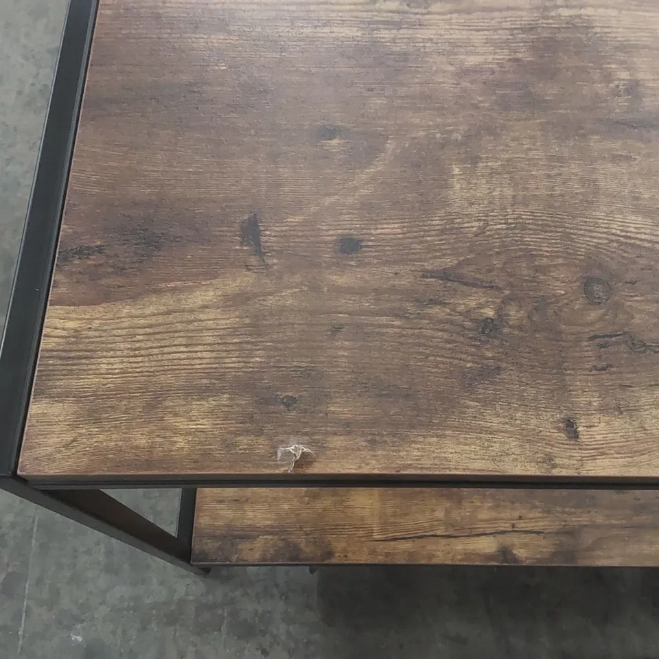 BROOKLYN DARK WOOD SIDE TABLE WITH METAL FRAME