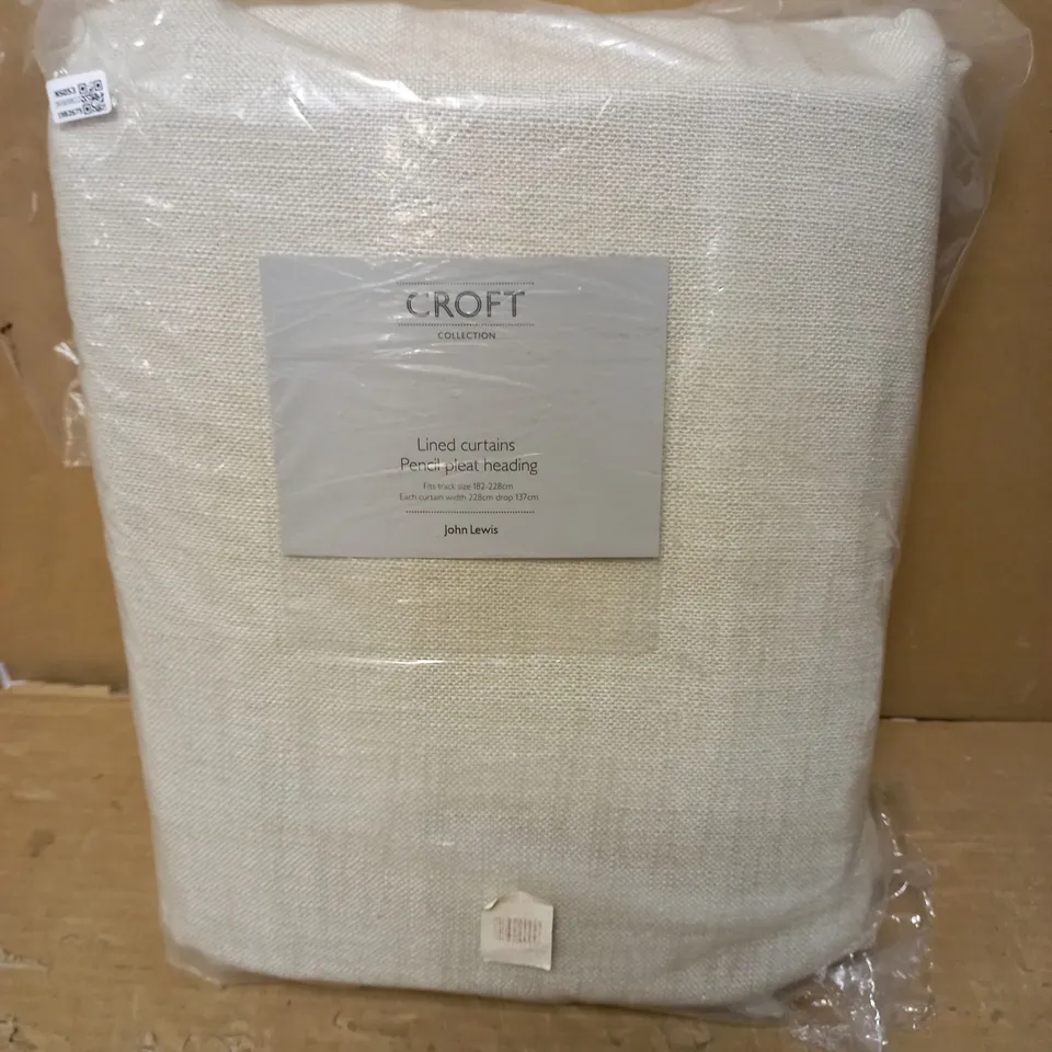 JOHN LEWIS CROFT COLLECTION LINED CURTAINS PENCIL PLEAT
