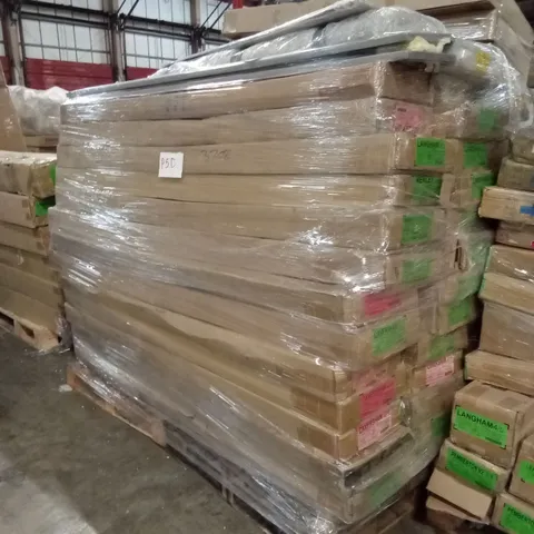 PALLET TO CONTAIN A LARGE ASSORTMENT OF INCOMPLETE DESIGNER BED PARTS AND PIECES 