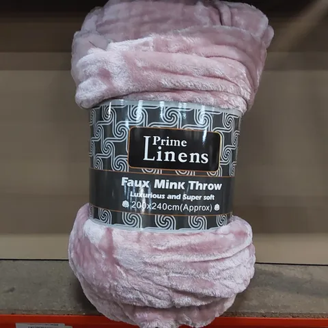BAGGED PRIME LINENS PINK FAUX MINK THROW // APPROXIMATELY 200 X 240CM (1 ITEM)