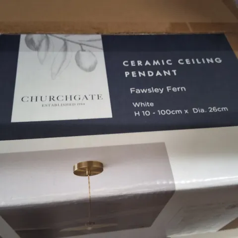 BOXED CHURCHGATE CERAMIC CEILING PENDANT β WHITE, FAWSLEY FERN