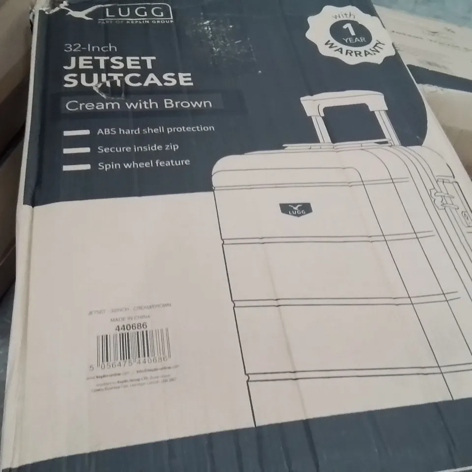 BOXED LUGG 32INCH JETSET SUITCASE CREAM WITH BROWN 