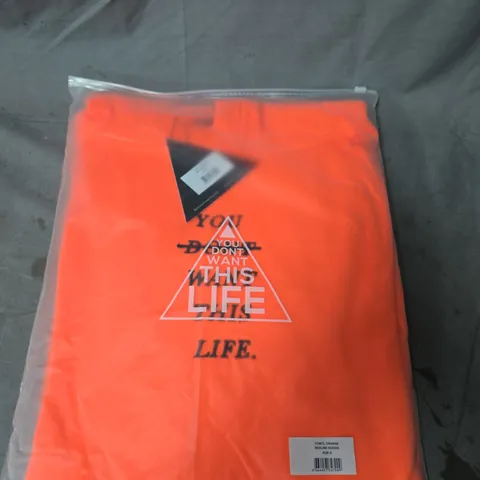 ORANGE GRAPHIC T-SHIRT IN PACKAGING β 'YOU DON'T WANT THIS LIFE' TRIANGLE DESIGN - SIZE SMALL
