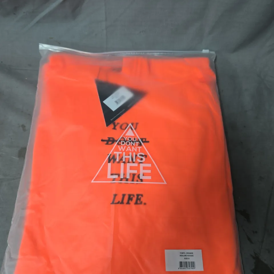 ORANGE GRAPHIC T-SHIRT IN PACKAGING – 'YOU DON'T WANT THIS LIFE' TRIANGLE DESIGN - SIZE SMALL