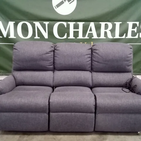 DESIGNER G PLAN NEWMARKET 3 SEATER ELECTRIC RECLINER DBL SOFA - PIERO SLATE FABRIC