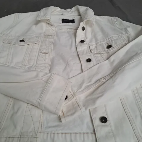 M&S DENIM JACKET IN WHITE - SIZE 12