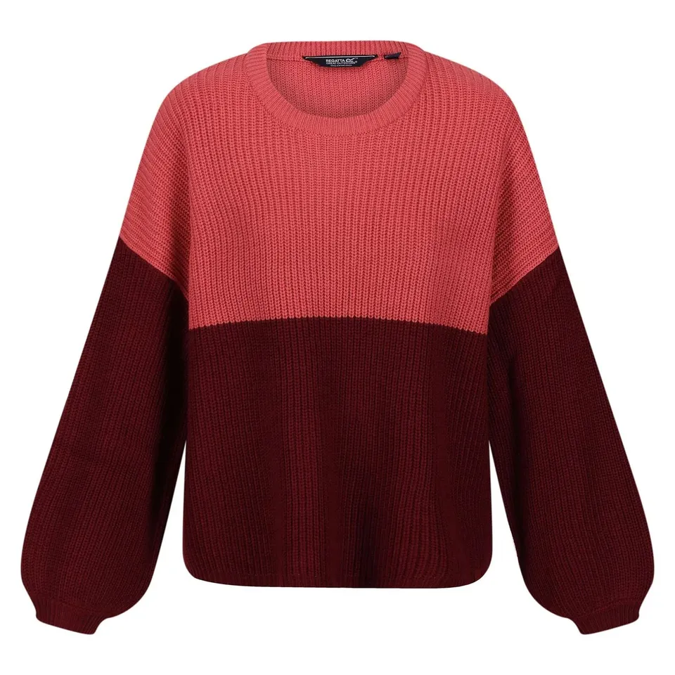 BRAND NEW REGATTA WOMENS KAMARIA KNITTED JUMPER SWEATSHIRT IN MINERAL RED/CABERNET SIZE UK 12