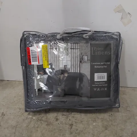 BAGGED ABBATE MICROFIBRE BEDSPREAD SET - GREY // SIZE UNSPECIFIED 