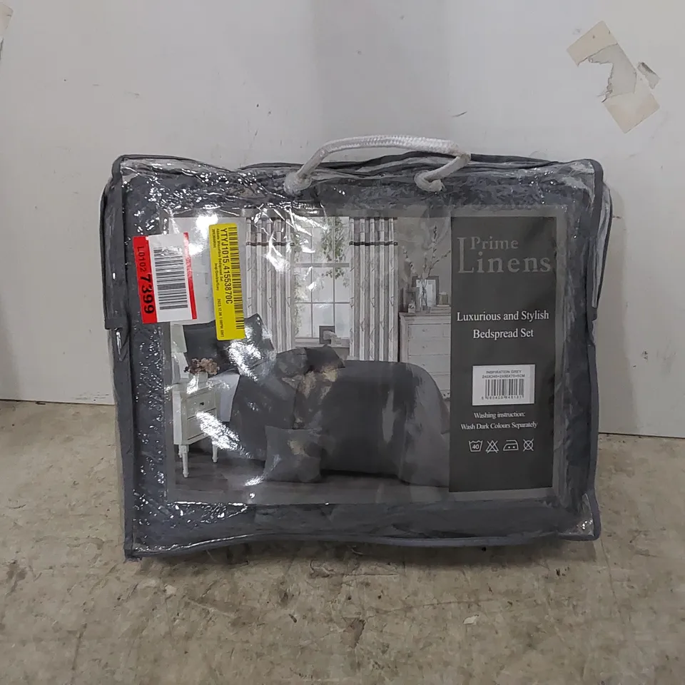 BAGGED ABBATE MICROFIBRE BEDSPREAD SET - GREY // SIZE UNSPECIFIED 