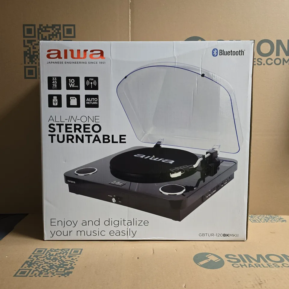 BOXED AIWA ALL-IN-ONE STEREO TURNTABLE