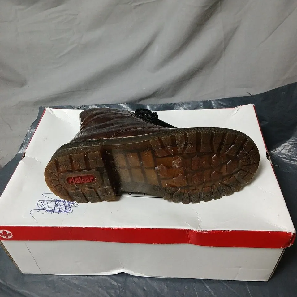RIEKER LACE ANKLE BOOTS BRONZE SIZE 38 BOXED