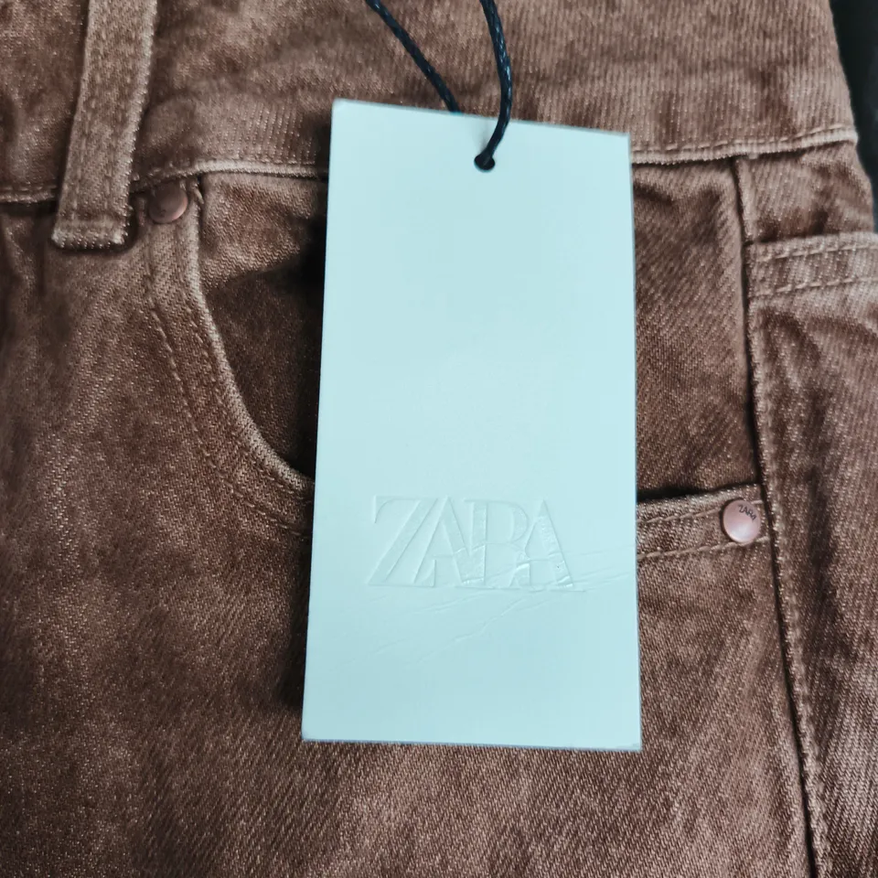 ZARA WOMEN'S BROWN DENIM JEANS - UK 10