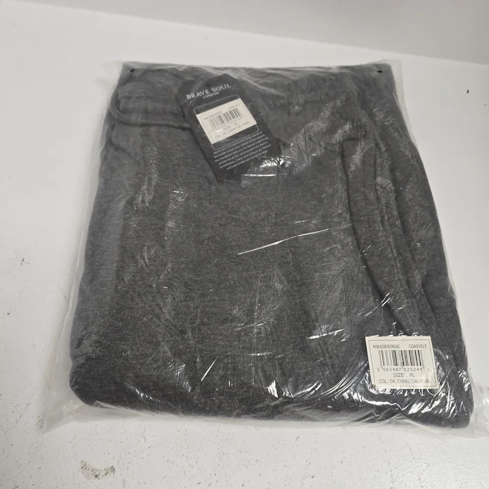 BAGGED BRAVE SOUL JOGGERS IN CHARCOAL MARL - XL