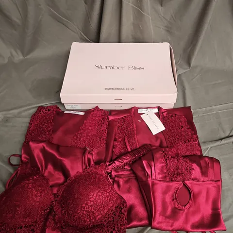 BOXED SLUMBER BLISS 6PCE PYJAMA BUNDLE IN BURGUNDY SIZE L