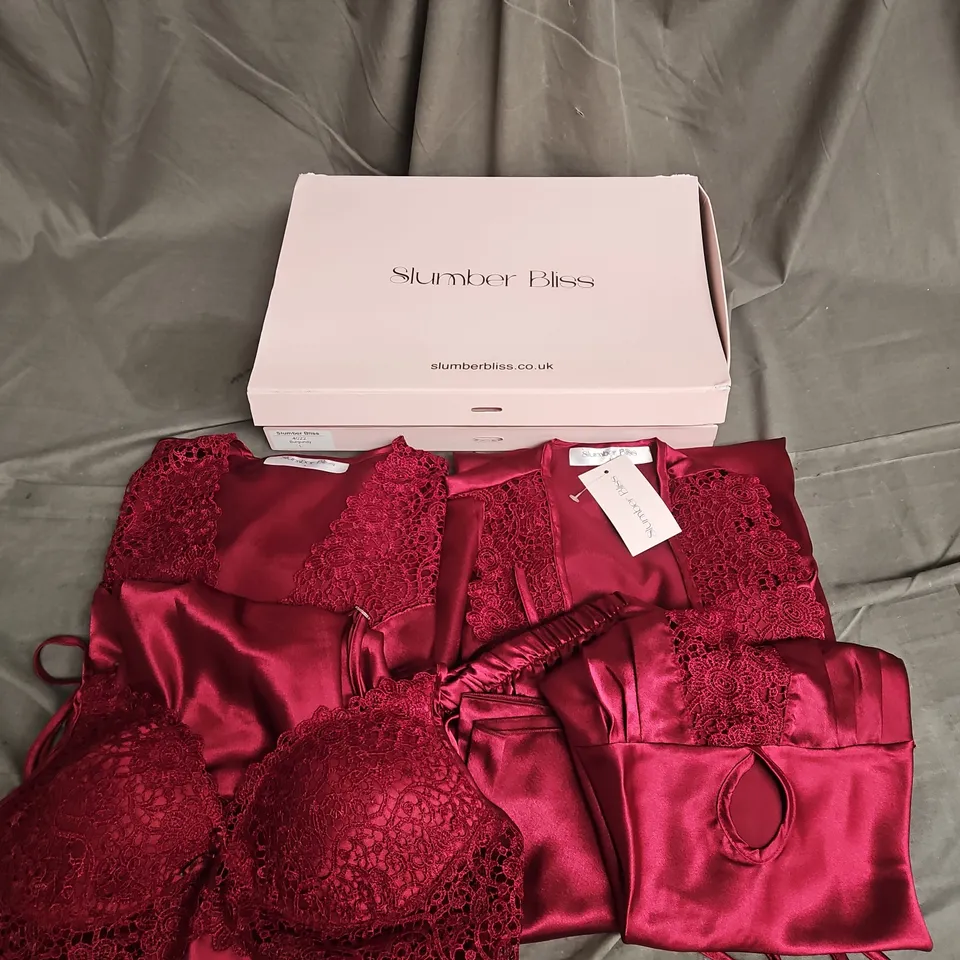 BOXED SLUMBER BLISS 6PCE PYJAMA BUNDLE IN BURGUNDY SIZE L