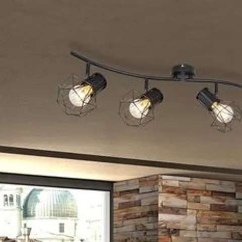 BOXED GLOBO PRISKA 4 LIGHT  CEILING SPOTLIGHTS WITH BLACK BASE LEATHER  LAMP HOLDER FINISH