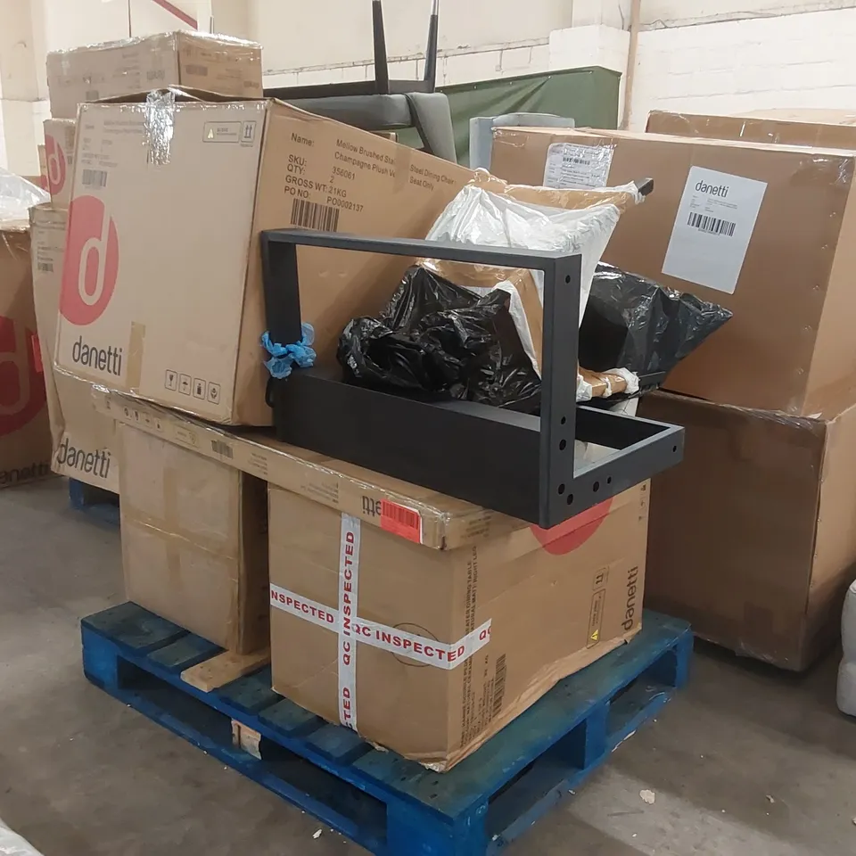 PALLET CONTAINING A LARGE ASSORTMENT OF DESIGNER FURNITURE PARTS
