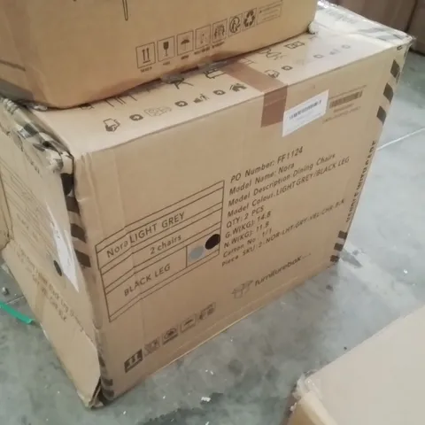 BOXED FURNITUREBOX UK 2X NORA LIGHT GREY VELVET BLACK LEG DINING CHAIRS