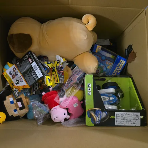 ASSORTED CHILDREN'S TOYS IN LARGE BOX β PLUSH PLUS BOXED ITEMS