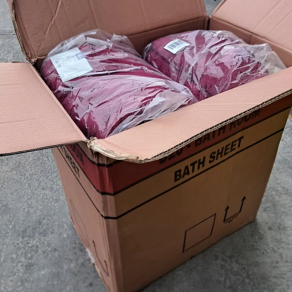 LOT OF 12 BRAND NEW SUPERSOFT BATH SHEETS IN BEET RED