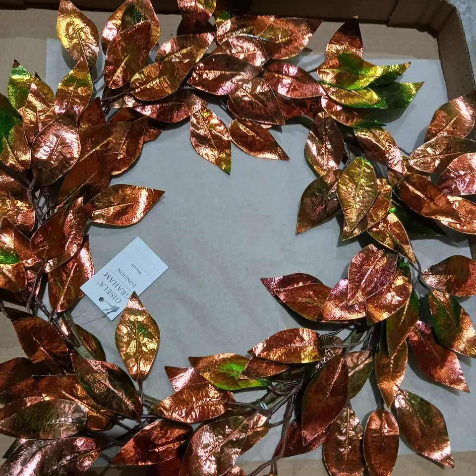 THREE GISELA GRAHAM LONDON COPPER LEAF WREATH – DECORATIVE HOME ACCESSORY