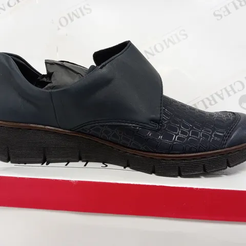 BOXED PAIR OF RIEKER SHOES IN NAVY UK SIZE 6.5