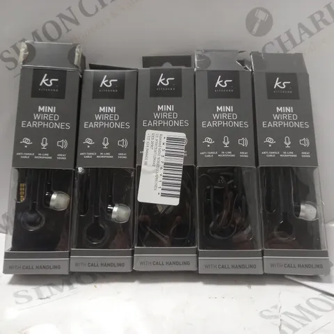 BOX OF APPROX 5 KITSOUND MINI WIRED EARPHONES 