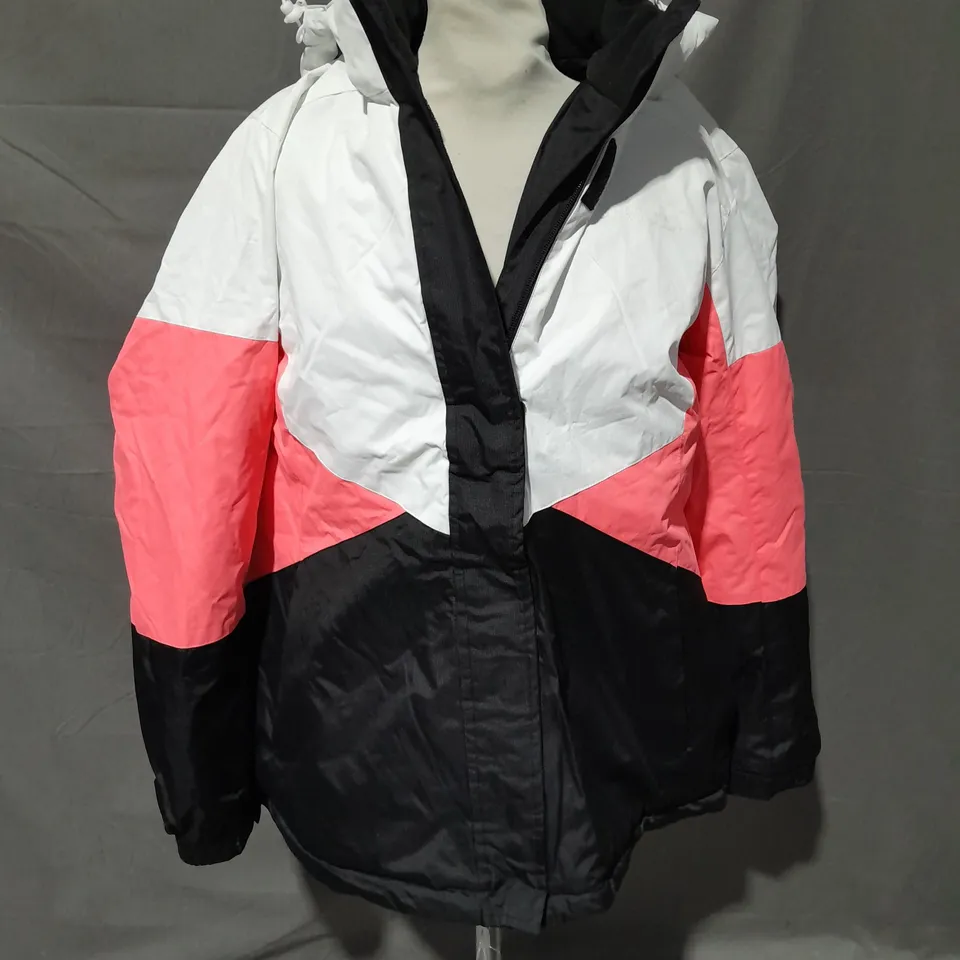 MOUNTAIN WAREHOUSE SNOW WATER RESISTANT COAT IN BLACK/WHITE/PINK SIZE 20