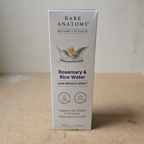 BOXED BARE ANATOMY ROSEMARY & RICE WATER HAIR GROWTH SPRAY – 200 ML