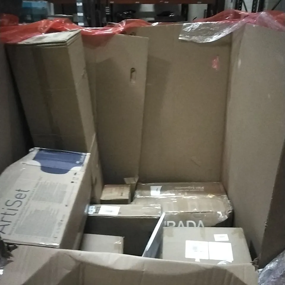 PALLET OF HOUSEHOLD ITEMS TO INCLUDE BABY BOOSTER, WALKING VIBRATION PAD,MIRROR, SCOOTER AND OTHER ASSORTED ITEMS...