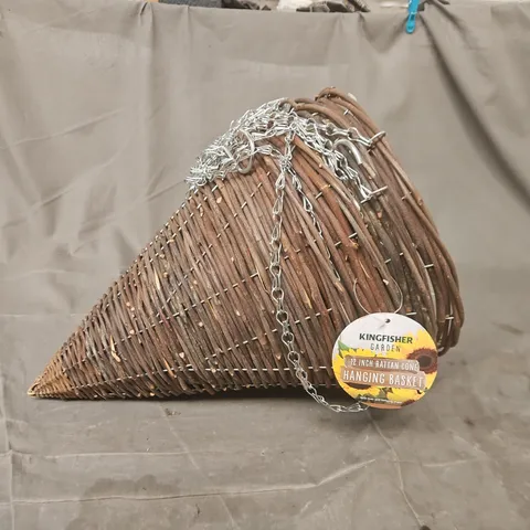 KINGFISHER GARDEN 12 INCH HANGING CONE RATTAN BASKET - X4
