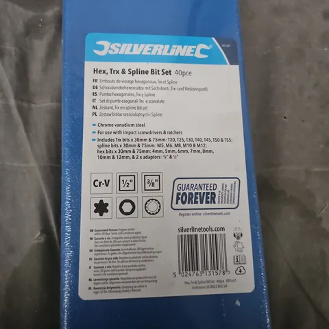 SILVERLINE HEX, TRX & SPLINE BIT SET – 40PC 