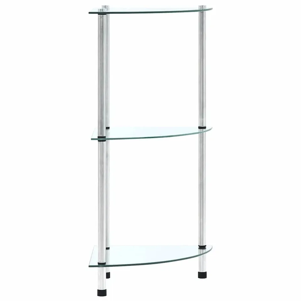 VIDAXL 3-TIER GLASS CORNER SHELF UNIT